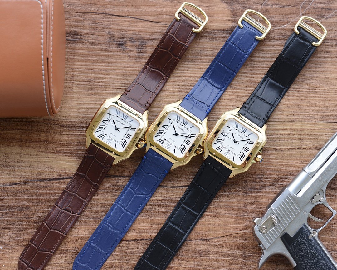 CARTIER SANTOS DE CARTIE 39MM GOLD CASE LEATHER STRAP