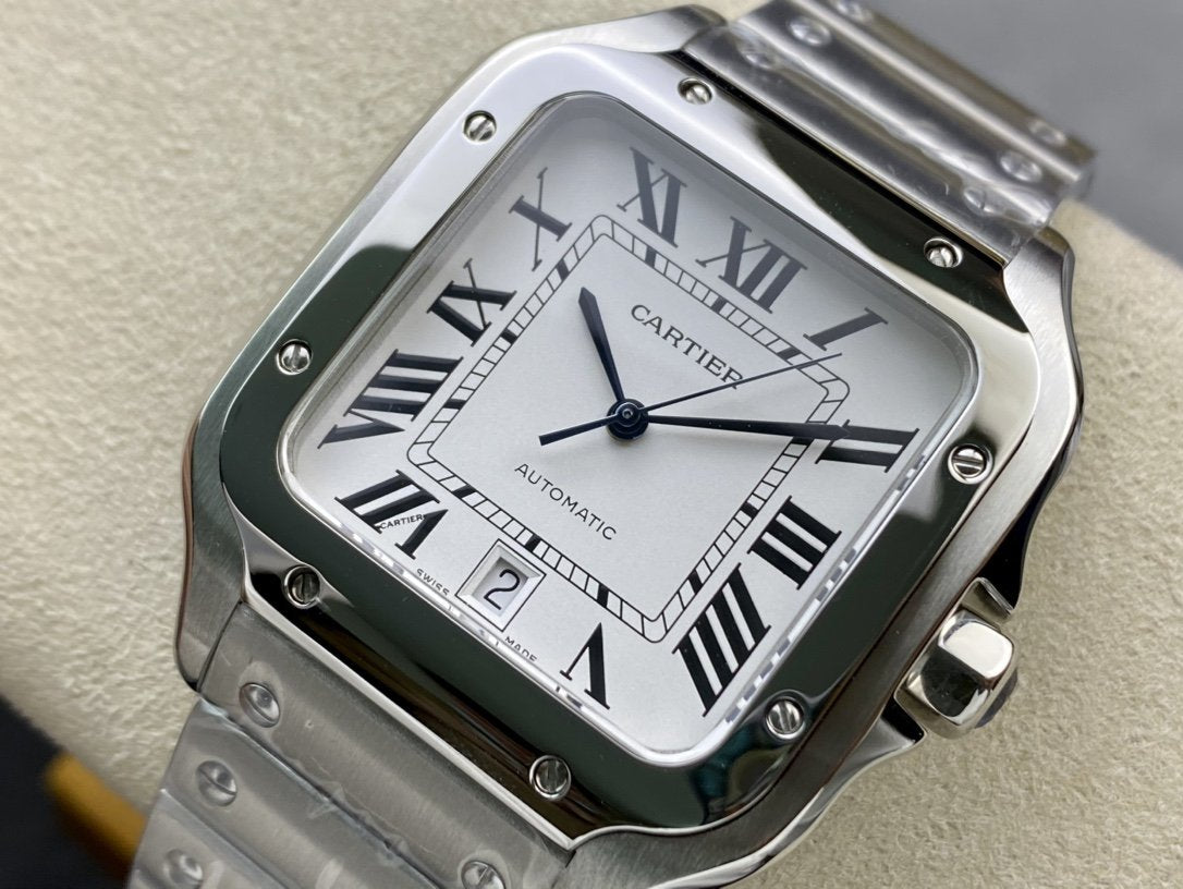 CARTIER SANTOS DE CARTIE LARGE STEEL CASE WHITE DIAL