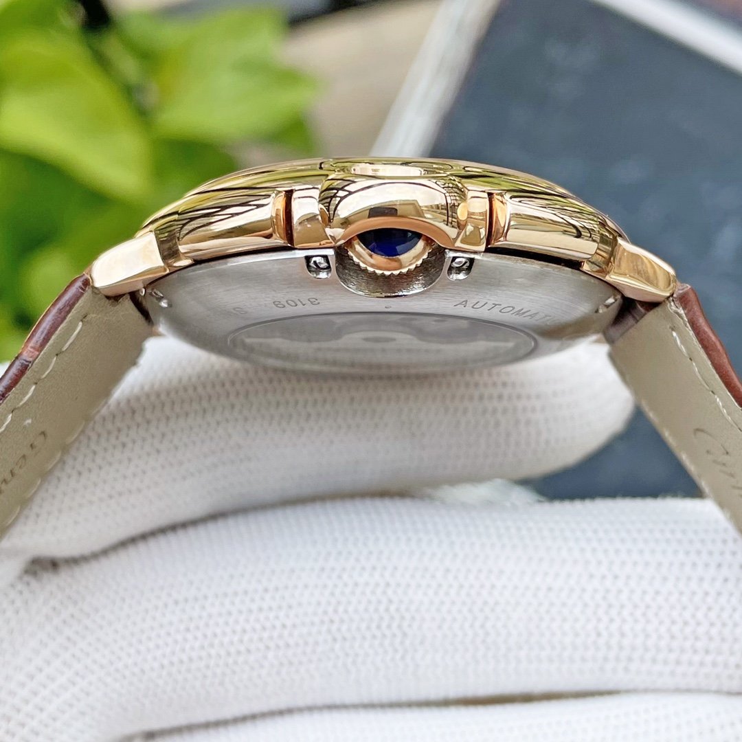CARTIER BALLON BLEU DAY-DATE ANNUAL CALENDAR 42 LEATHER STRAP