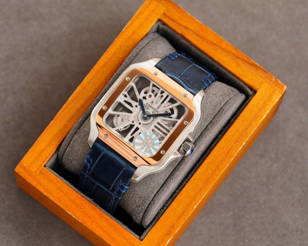 CARTIER SANTOS 2 TONE GOLD STEEL SKELETON