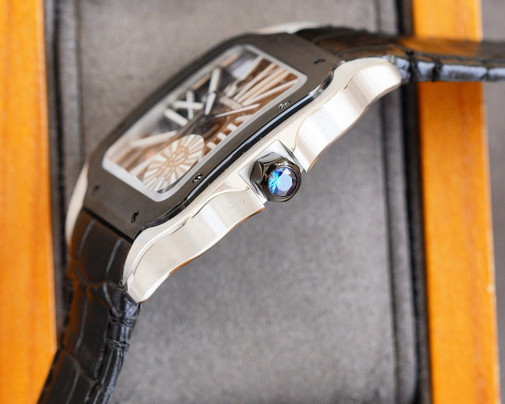 CARTIER SANTOS BLACK BEZEL SKELETON