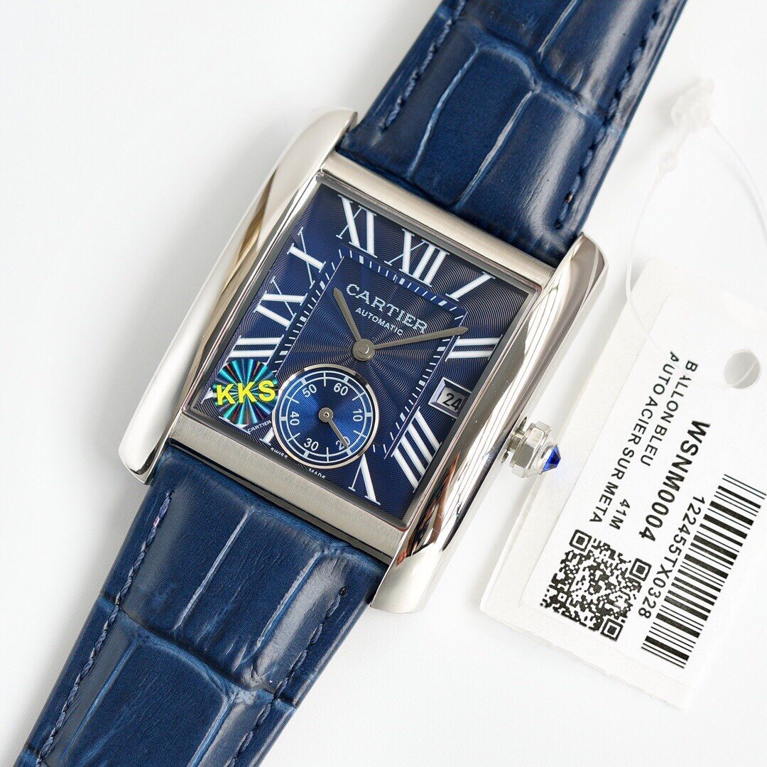 CARTIER TANK MC SECOND TIME STEEL CASE LEATHER