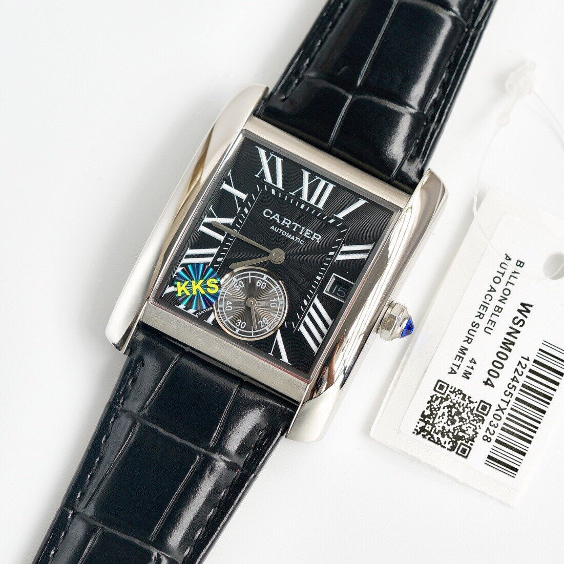CARTIER TANK MC SECOND TIME STEEL CASE LEATHER