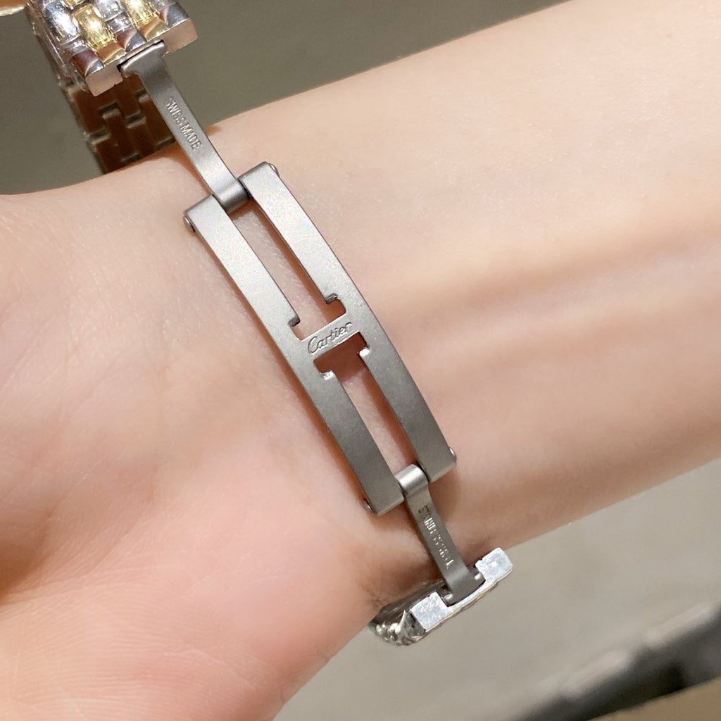 CARTIER PANTHERE 22MM QUARTZ GOLD STEEL DIAMOND BEZEL