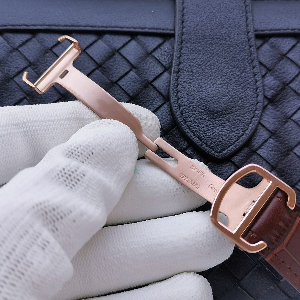 CARTIER TANK MC SECOND TIME ROSE GOLD DIAMOND BEZEL