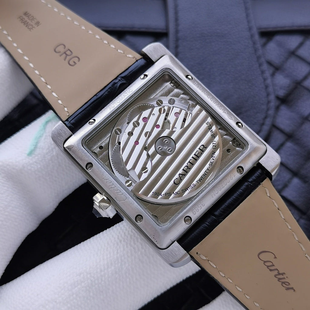 CARTIER TANK MC SECOND TIME STEEL CASE DIAMOND BEZEL