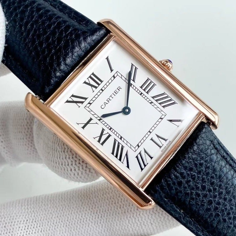CARTIER TANK SOLO QUARTZ GOLD CASE CALF SKIN