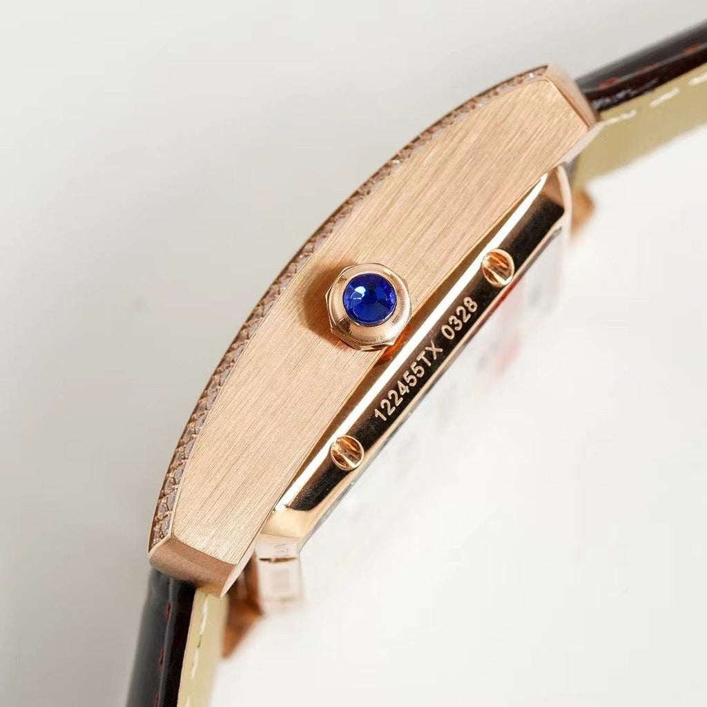 CARTIER TANK MC LADIES SECOND TIME GOLD CASE DIAMOND BEZEL