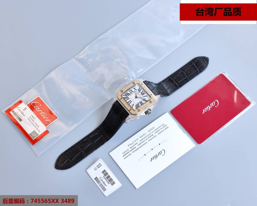 CARTIER SANTOS 100XL 42MM DIAMOND GOLD BEZEL