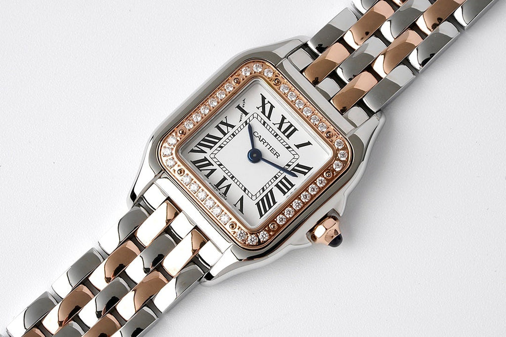 CARTIER PANTHERE DE CARTIE 22MM QUARTZ ROSE GOLD STEEL WHITE DIAL