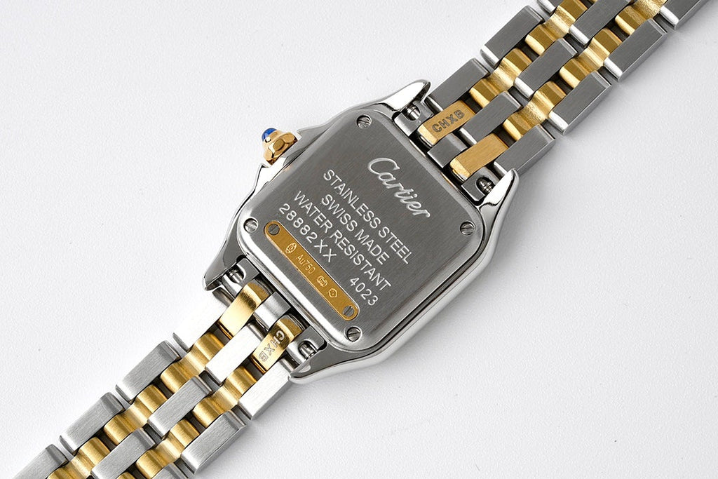 CARTIER PANTHERE DE CARTIE 22MM QUARTZ GOLD STEEL WHITE DIAL