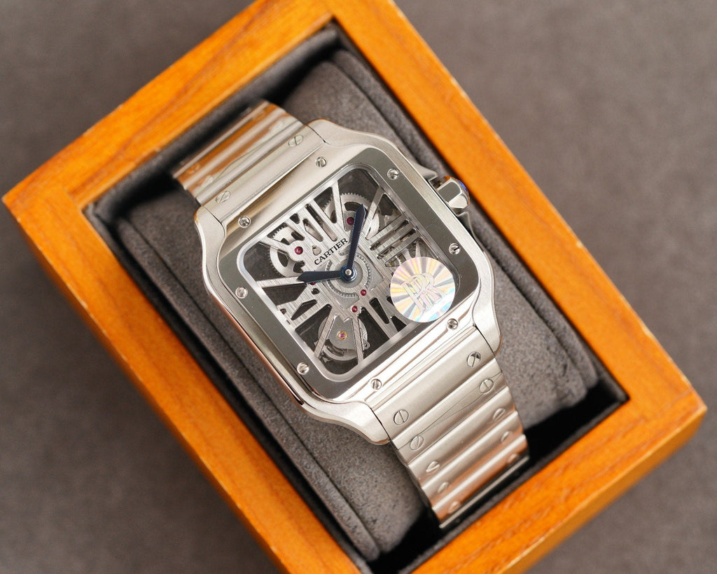 CARTIER SANTOS DE CARTIE STAINLES STEEL SKELETON DIAL