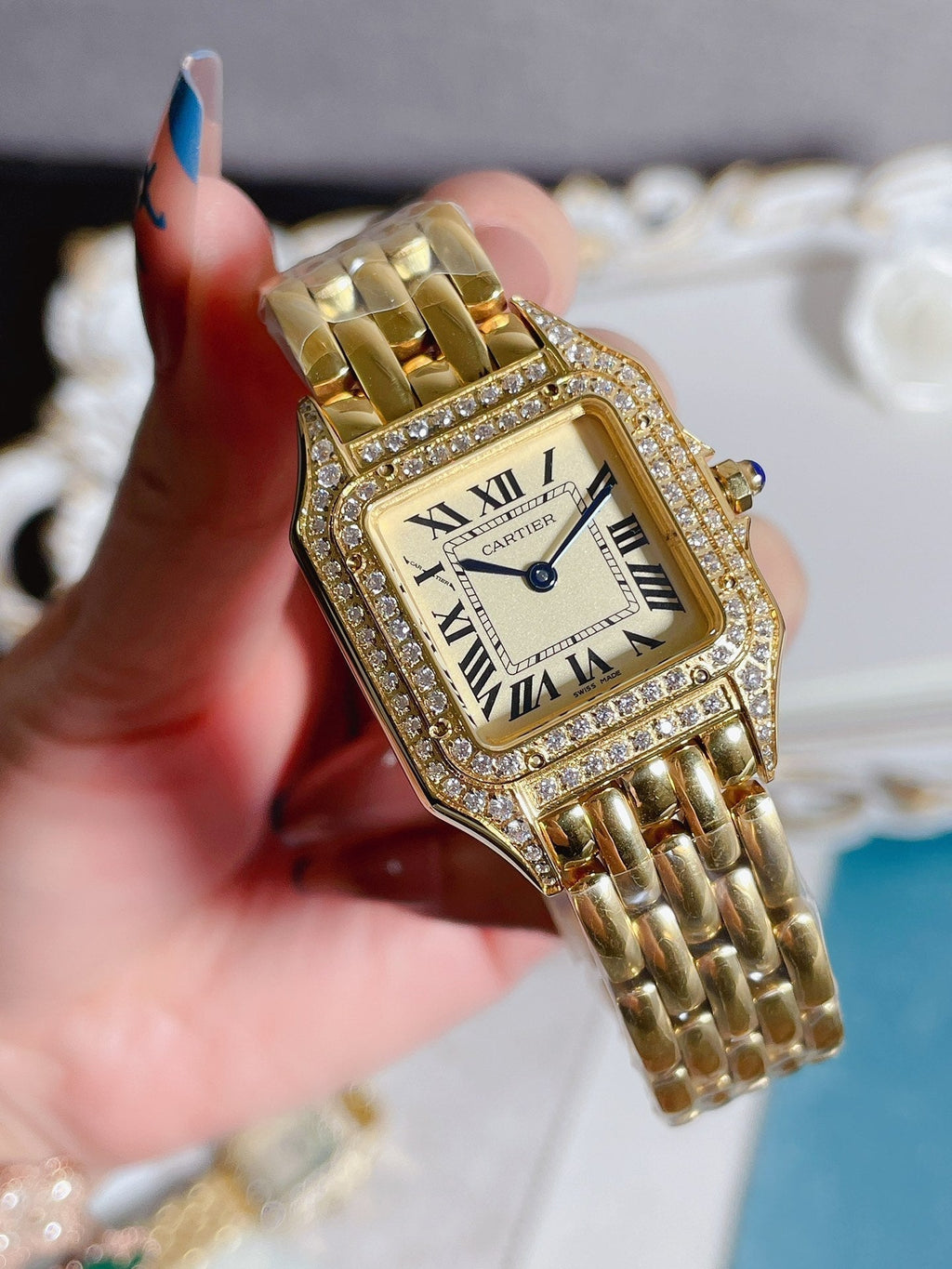 CARTIER PANTHERE 27MM QUARTZ ROSE GOLD DIAMOND BEZEL