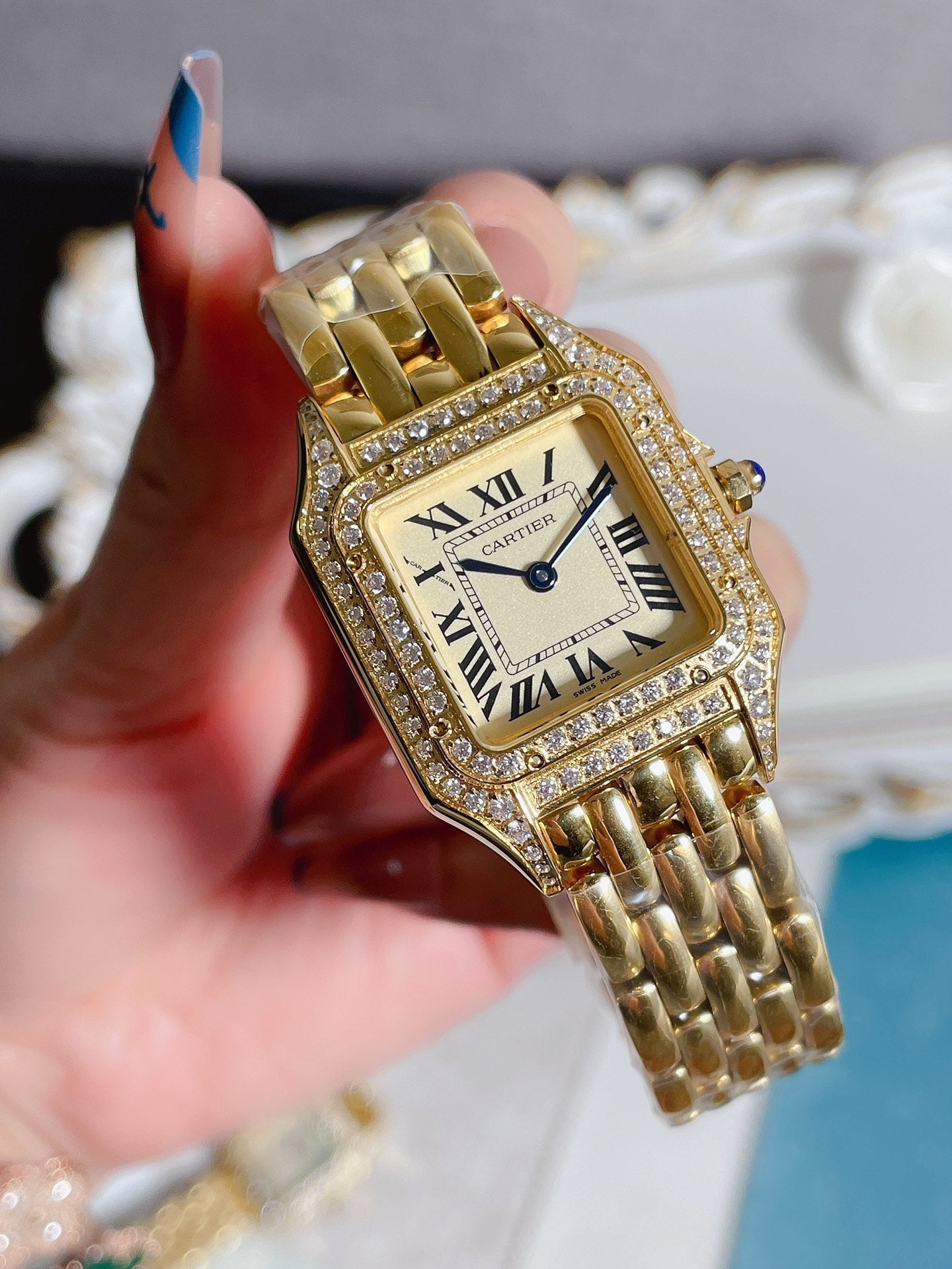 CARTIER PANTHERE 27MM QUARTZ ROSE GOLD DIAMOND BEZEL
