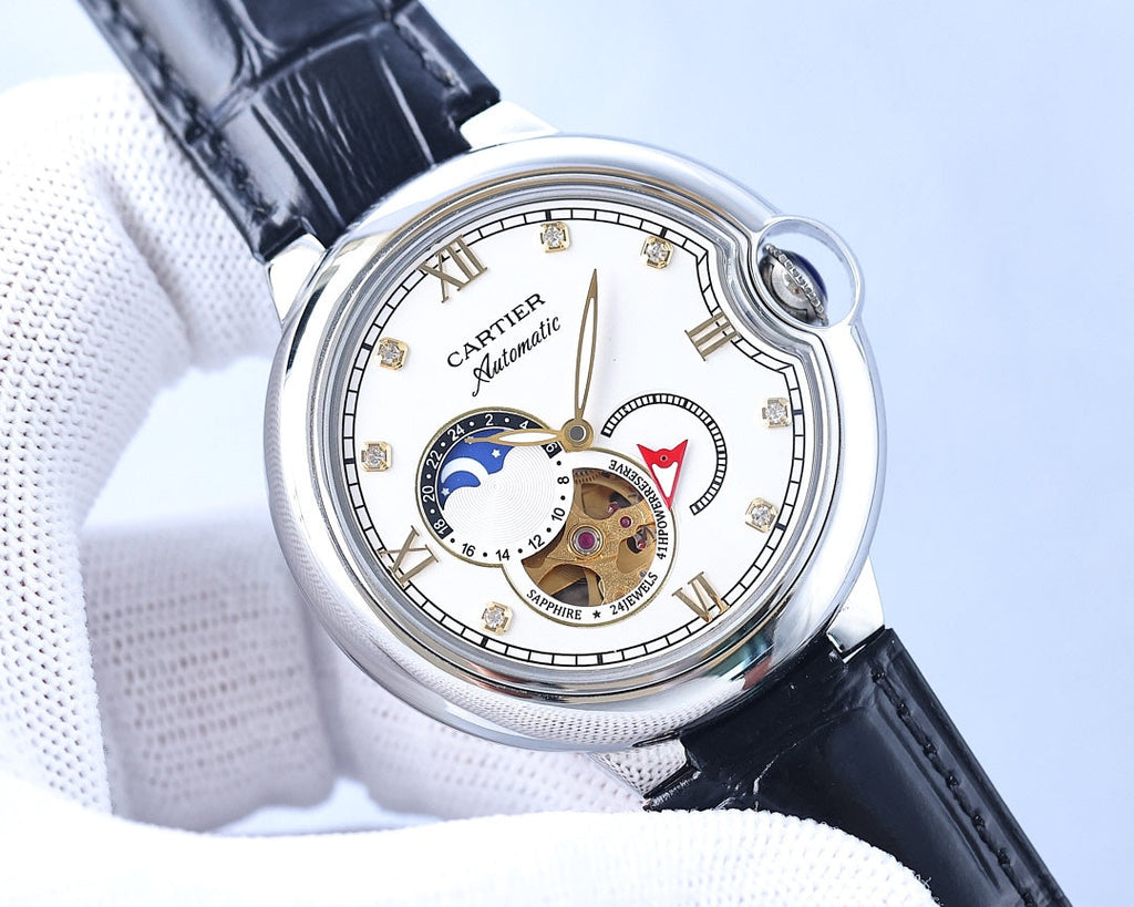 CARTIER BALLON BLEU 36MM OPEN HEART PINK DIAMOND NUMERALS