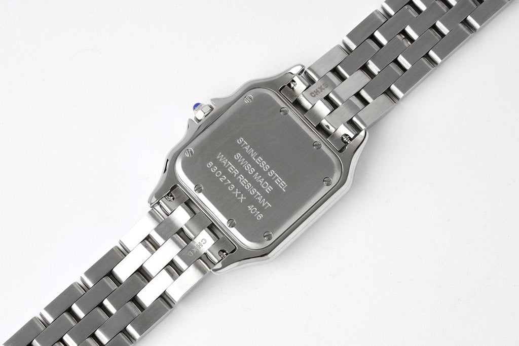 CARTIER PANTHERE 27MM SILVER CASE DIAMOND BEZEL WHITE DIAL
