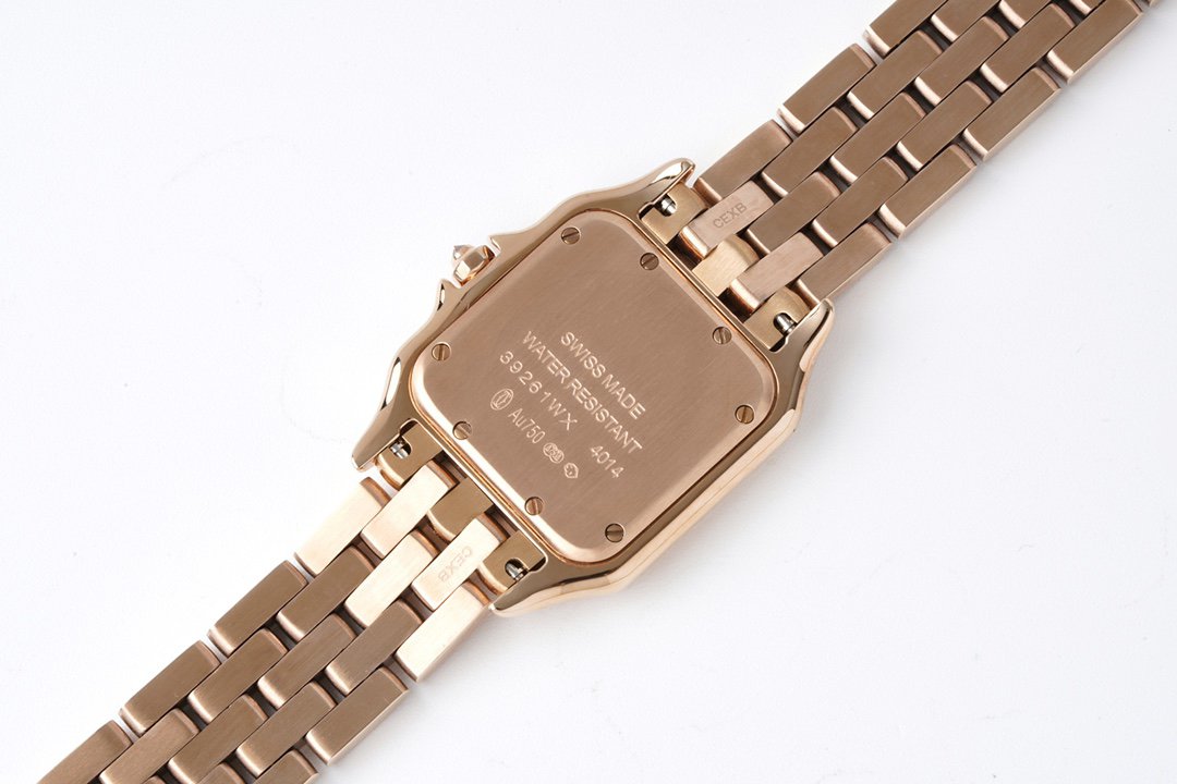 CARTIER PANTHERE 27MM PINK GOLD CASE DIAMOND BEZEL WHITE DIAL