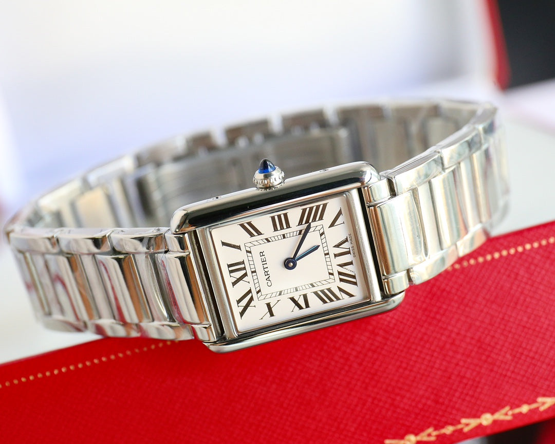 CARTIER TANK MUST SMALL STEEL WHITE DIAL