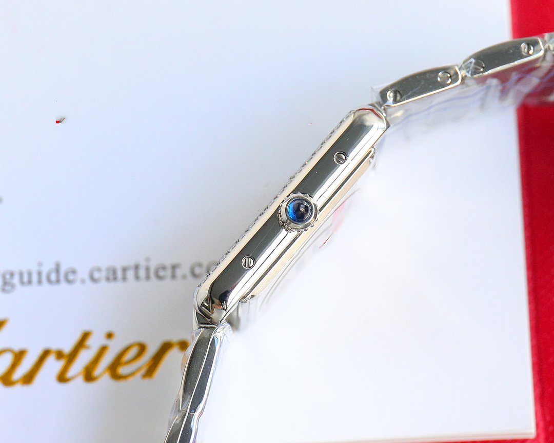 CARTIER TANK MUST SMALL STEEL DIAMOND BEZEL WHITE DIAL