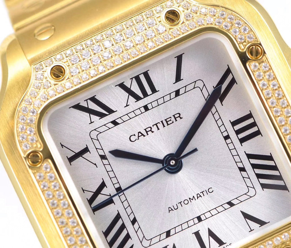 CARTIER SANTOS LADY 35.1MM AUTOMATIC GOLD DIAMOND BEZEL