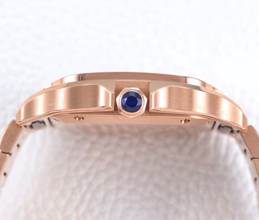 CARTIER SANTOS LADY 35.1MM AUTOMATIC PINK GOLD DIAMOND BEZEL