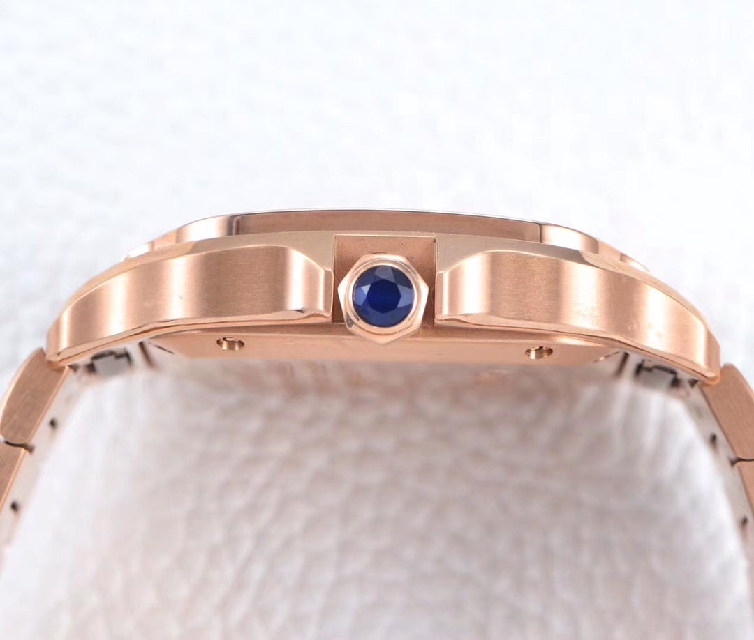 CARTIER SANTOS LADY 35.1MM AUTOMATIC PINK GOLD DIAMOND BEZEL