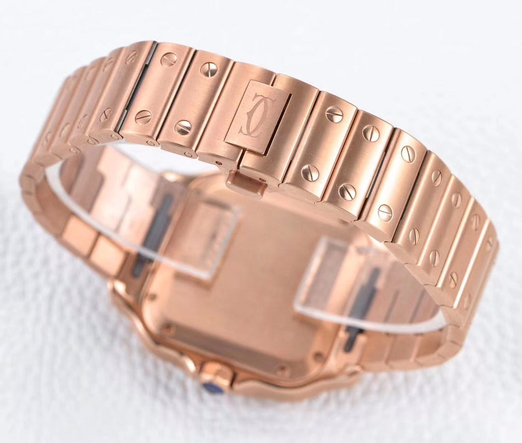 CARTIER SANTOS LADY 35.1MM AUTOMATIC PINK GOLD DIAMOND BEZEL