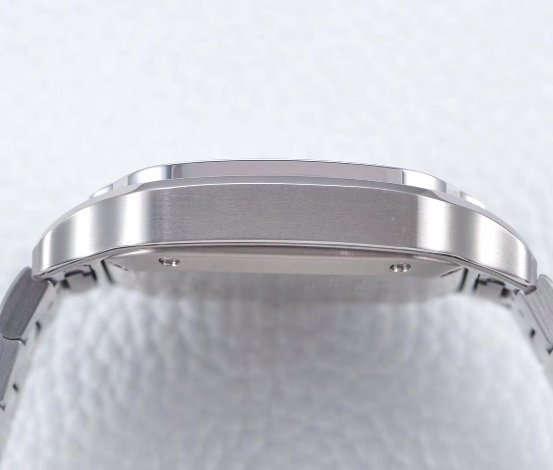 CARTIER SANTOS LADY 35.1MM AUTOMATIC SILVER DIAMOND BEZEL