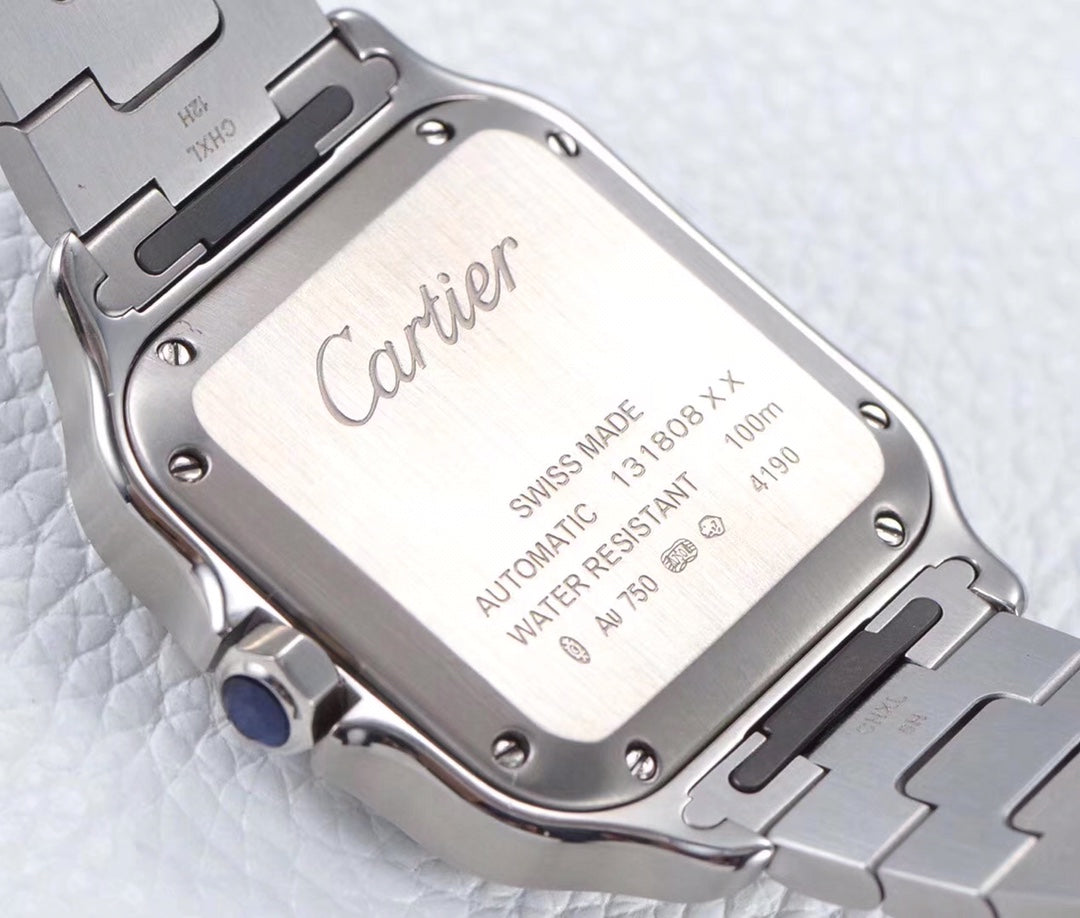 CARTIER SANTOS LADY 35.1MM AUTOMATIC SILVER DIAMOND BEZEL