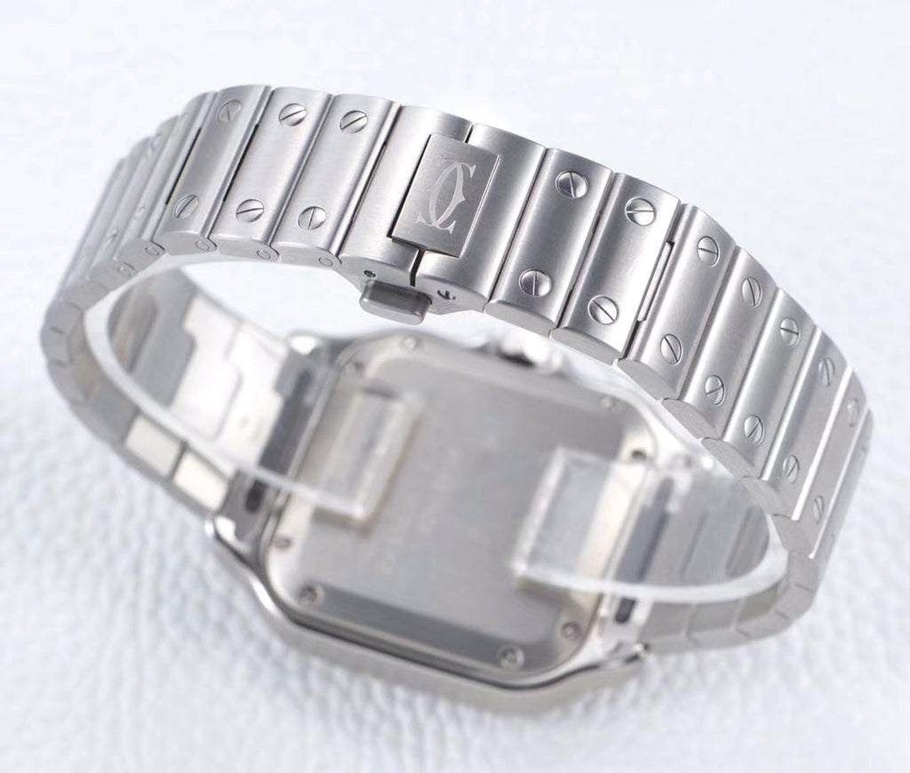 CARTIER SANTOS LADY 35.1MM AUTOMATIC SILVER DIAMOND BEZEL