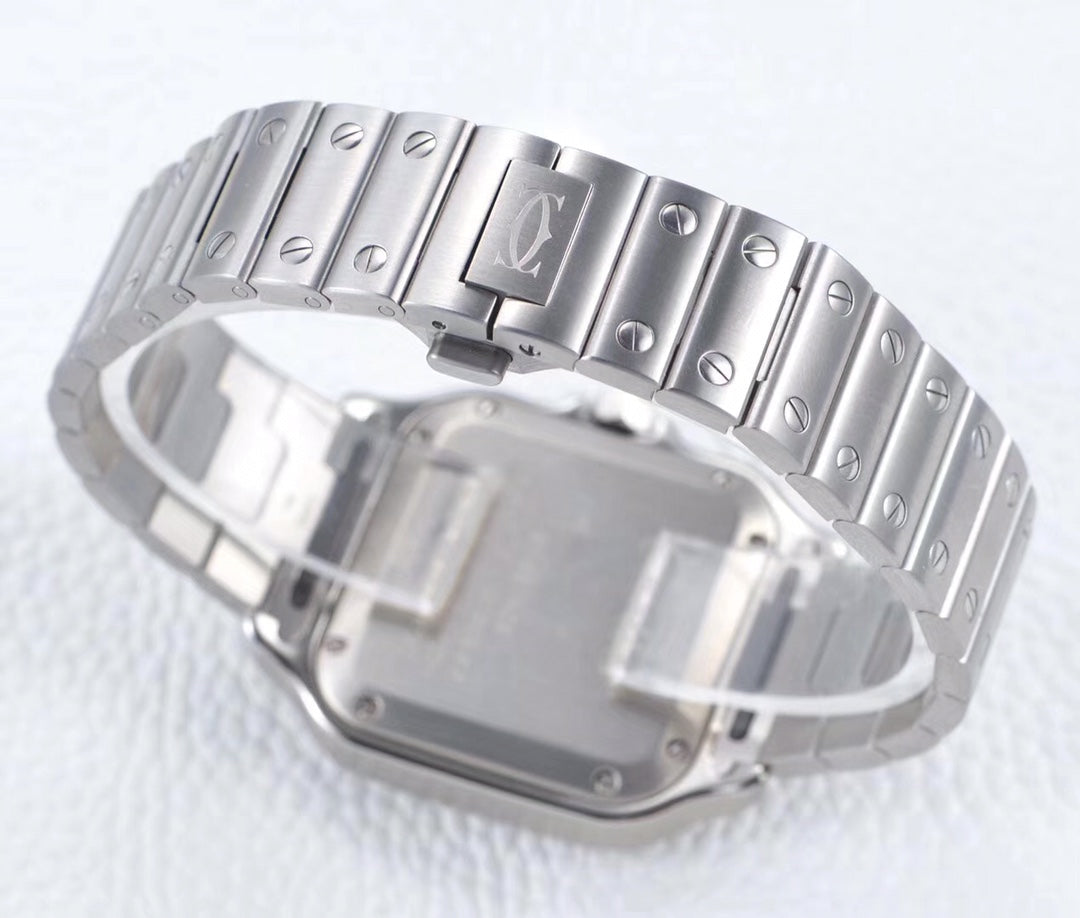 CARTIER SANTOS LADY 35.1MM AUTOMATIC SILVER DIAMOND BEZEL