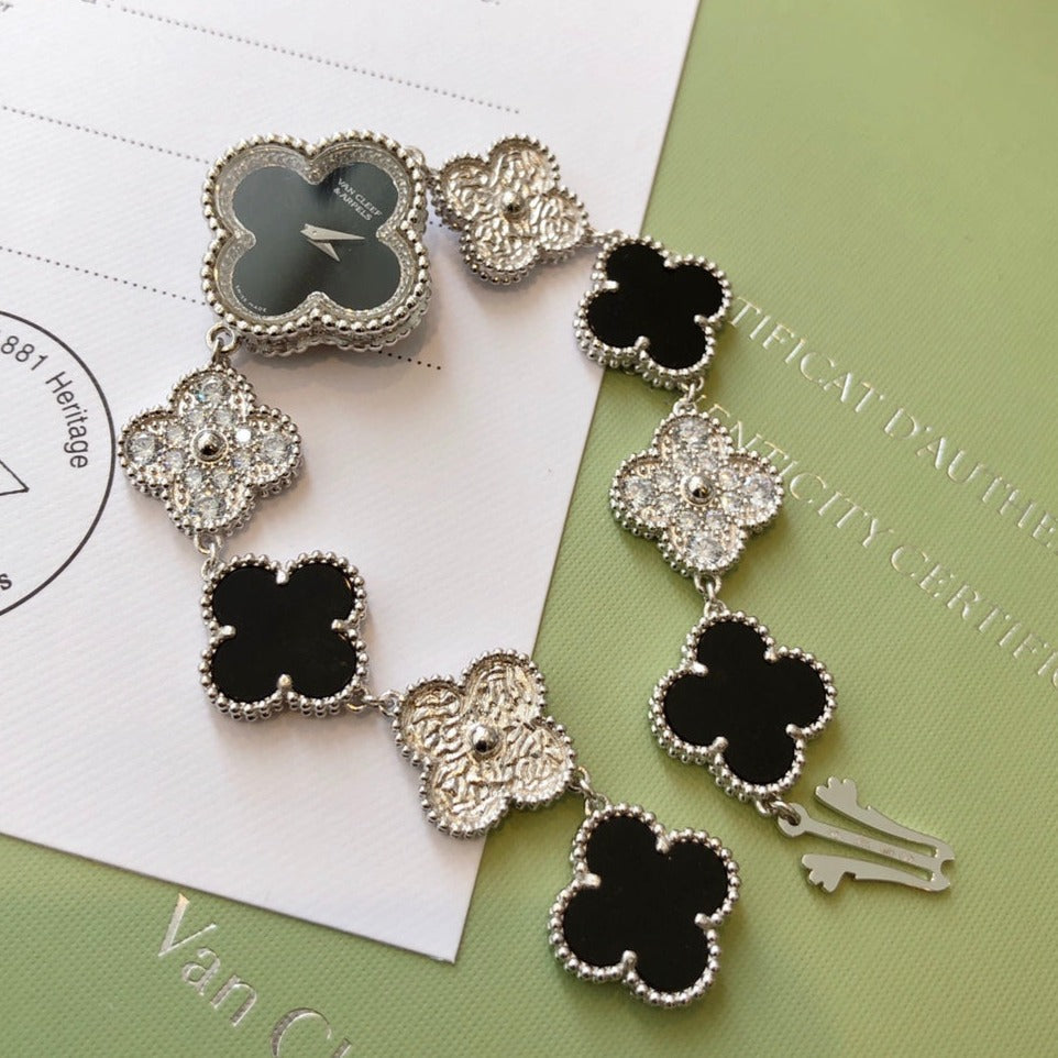 VAN CLEEF & ARPELS SWEET ALHAMBRA ONYX SILVER WHITE MOP