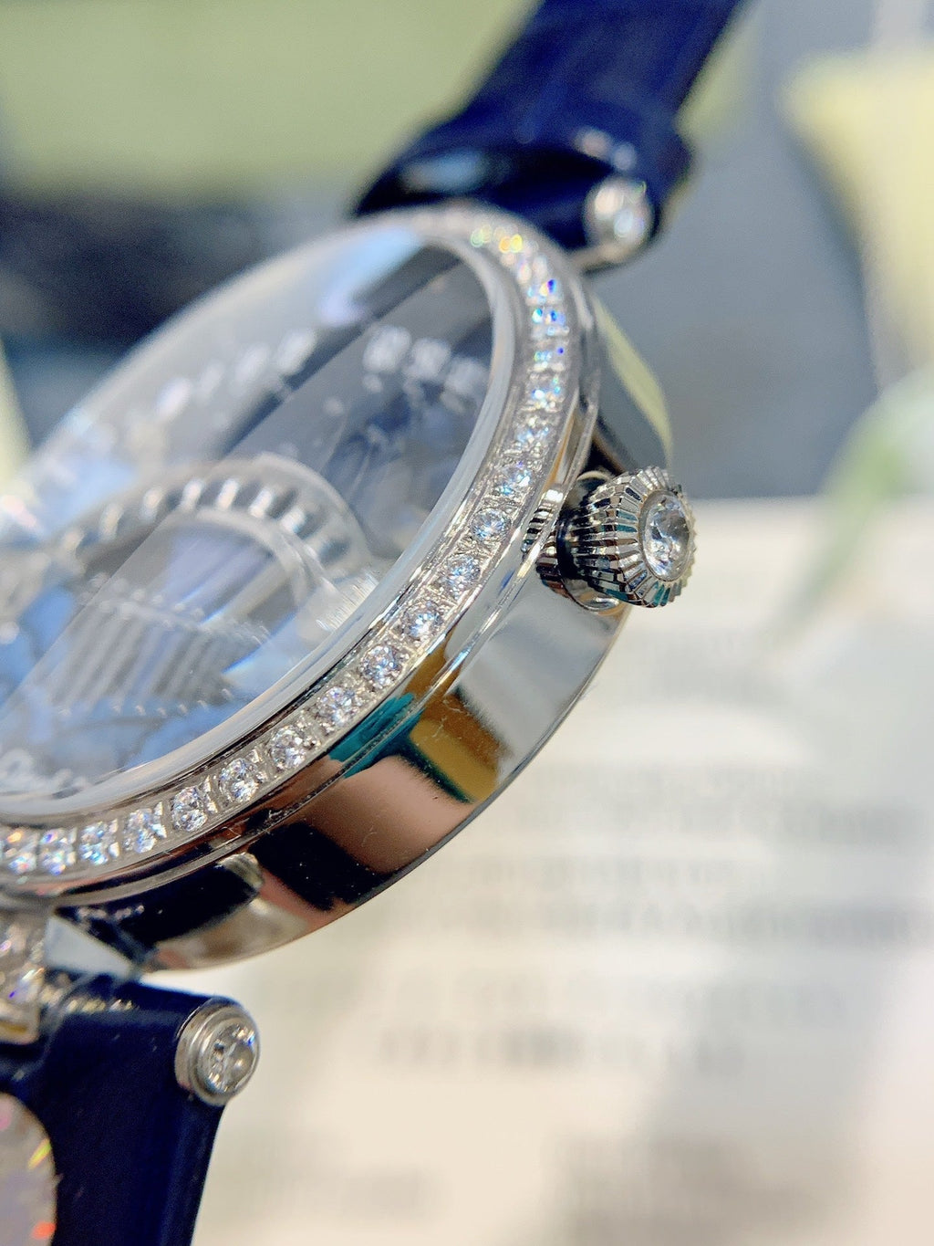 VAN CLEEF & ARPELS LADY ARPELS LOVER BRIDGE BLUE CROCODILE