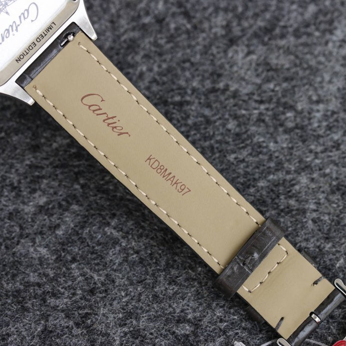 CARTIER SANTOS DUMONT LADY SILVER CASE LEATHER STRAP