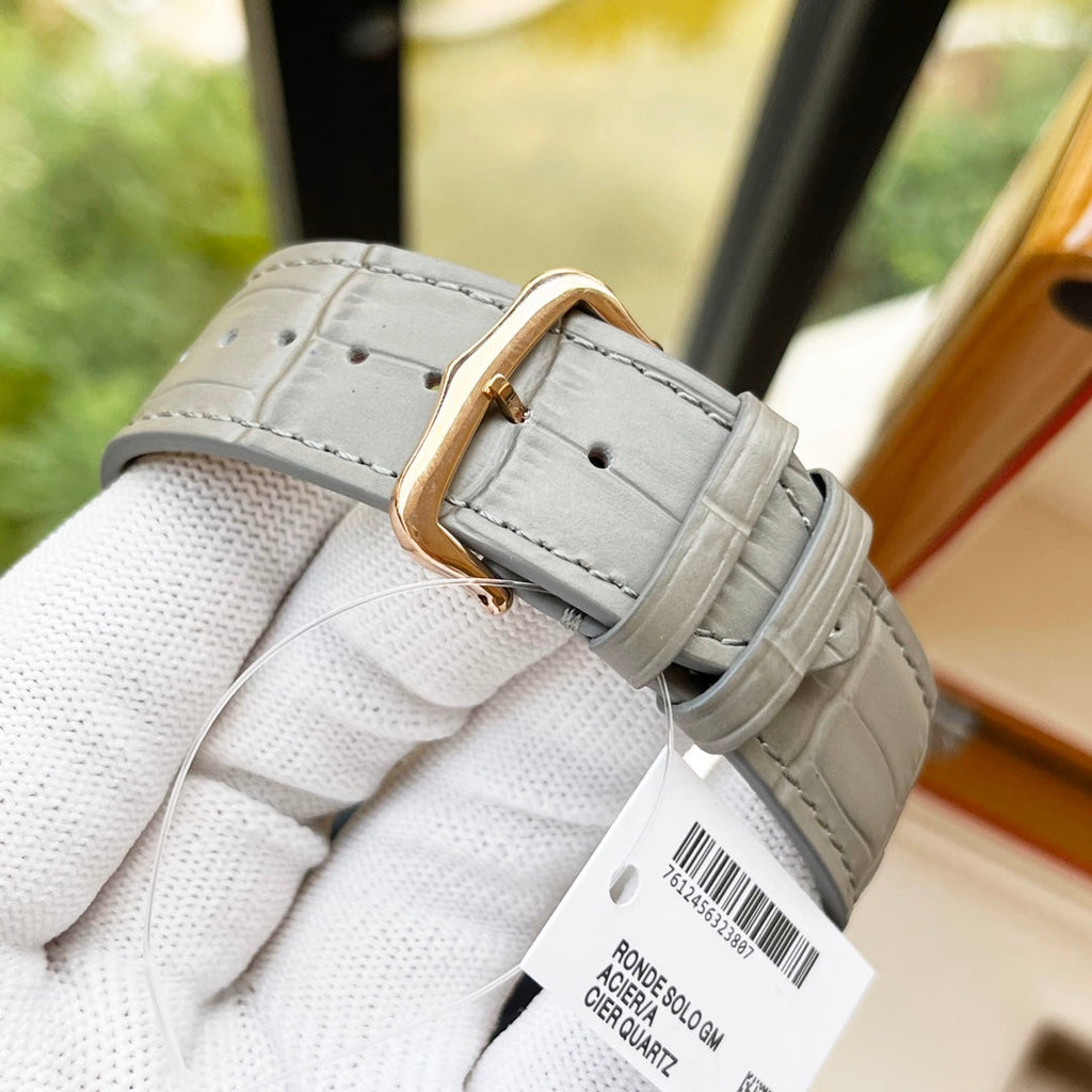 CARTIER TANK MUST SILVER CASE DIAMOND BEZEL LEATHER