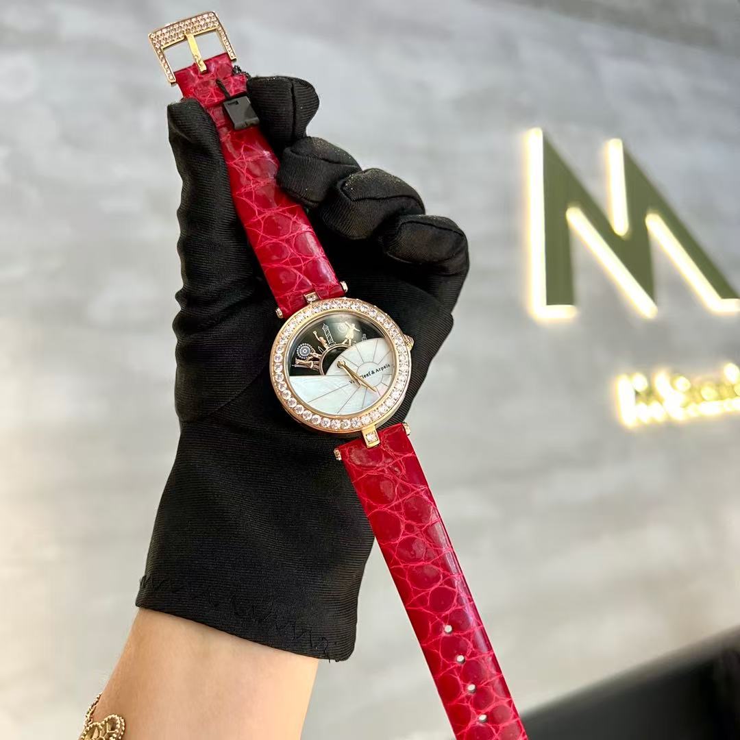 VAN CLEEF & ARPELS LADY ARPELS WATCHS SILVER DIAMOND PAVED