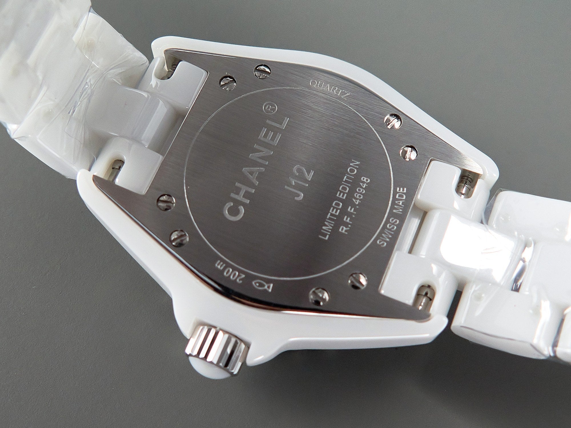 CHANEL J12 Date Quartz White Ceramic Blue Numerals White Dial