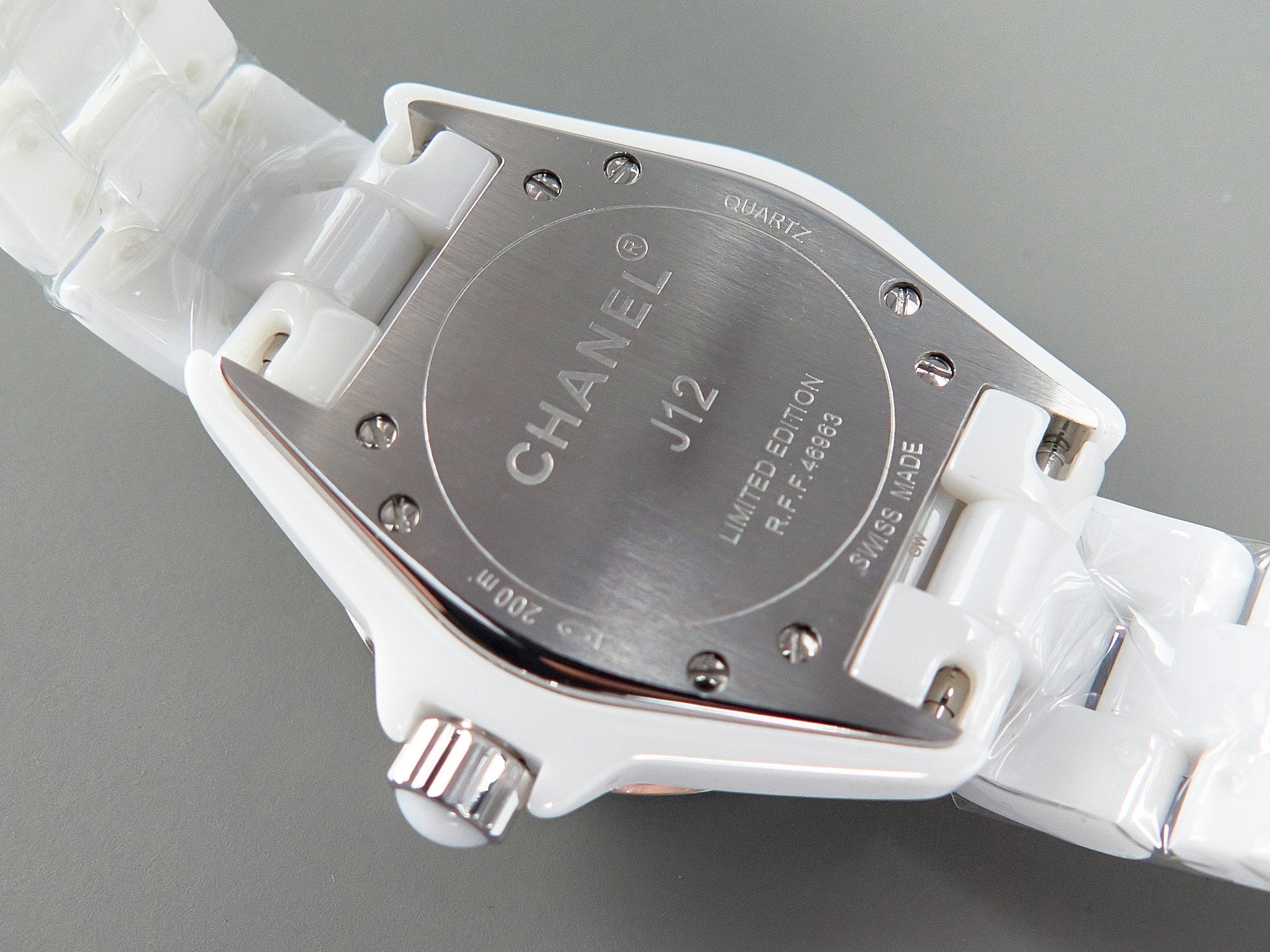 CHANEL J12 Quartz White Ceramic Pink Diamond Numerals White Dial