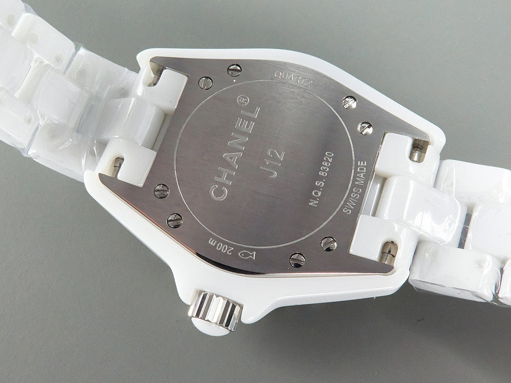 CHANEL J12 Date Quartz White Ceramic Diamond Numerals White Dial