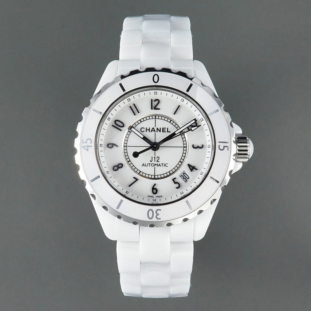 CHANEL J12 Date Automatic White Ceramic Black Numerals White Dial