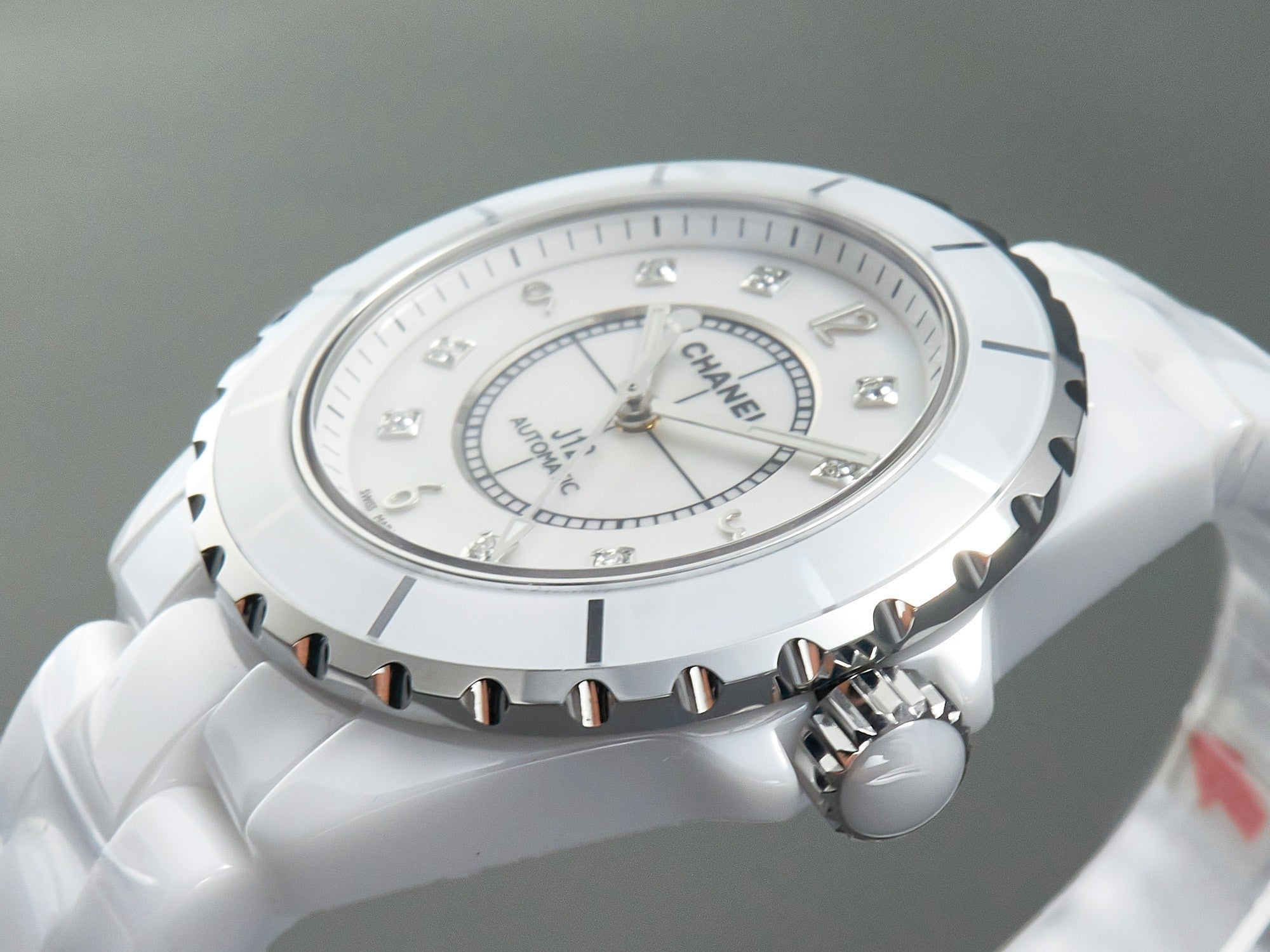 CHANEL J12 Automatic White Ceramic Black Diamond Numerals Mop Dial