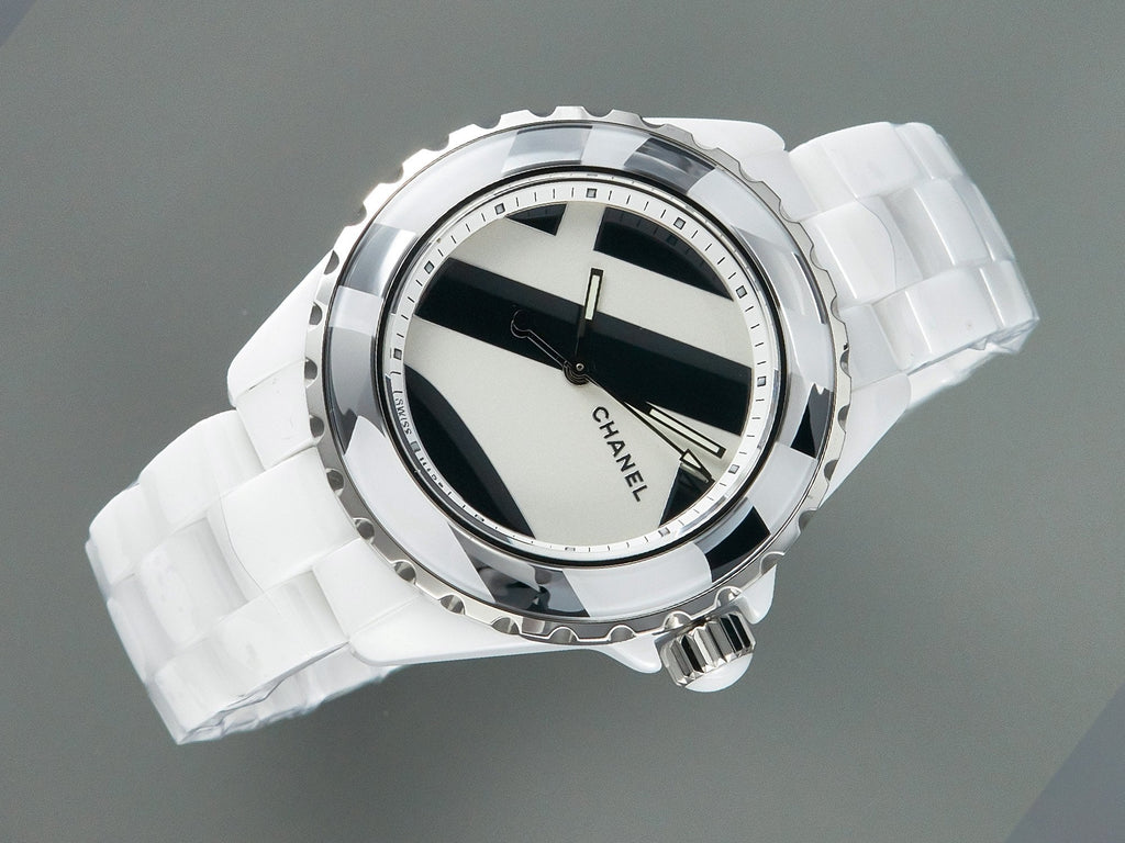 CHANEL J12 38mm Automatic Limited Untitled H5582 White Ceramic Black White Dial
