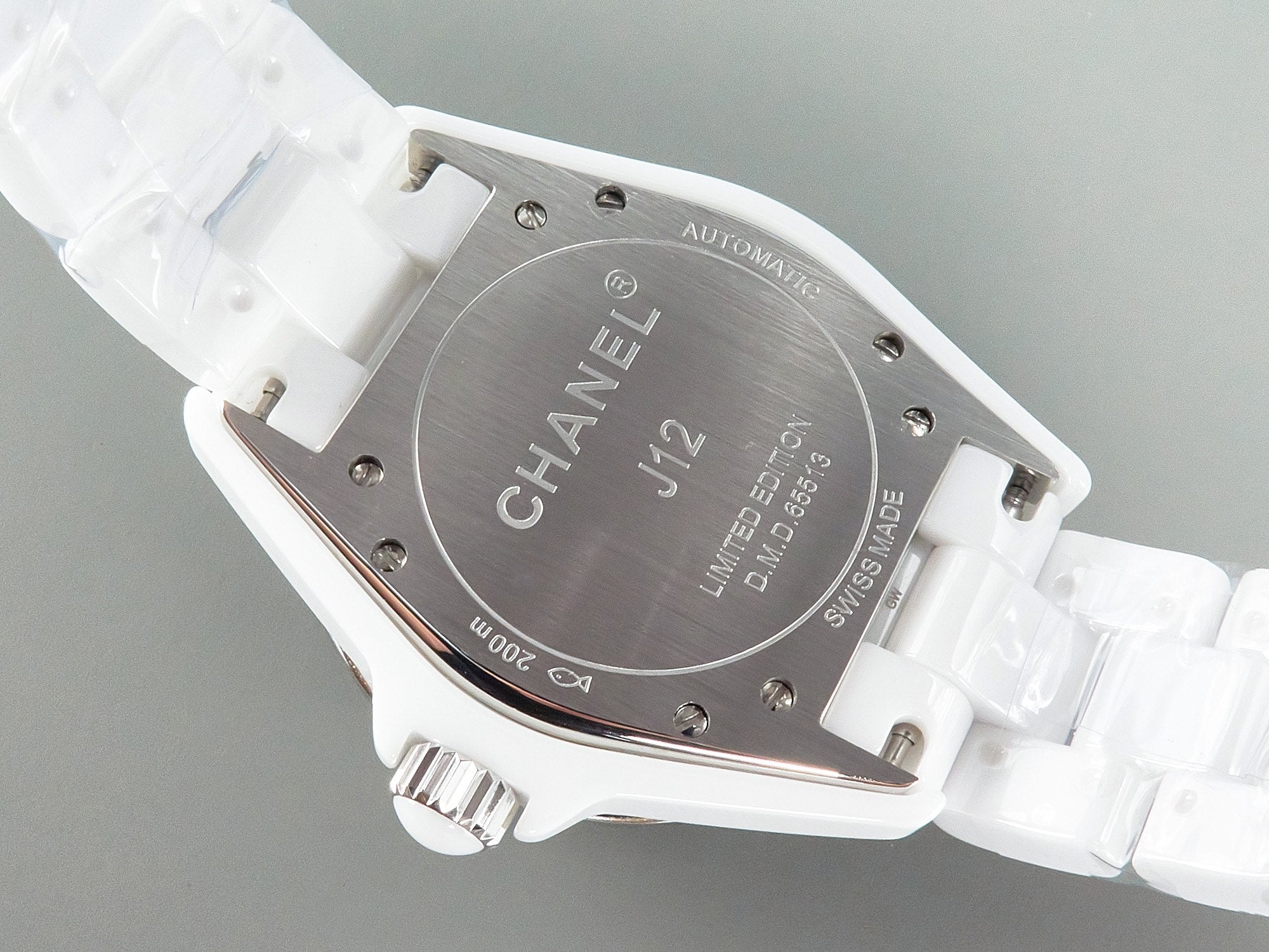 CHANEL J12 Automatic White Ceramic Diamond Numerals Pink Mop Dial