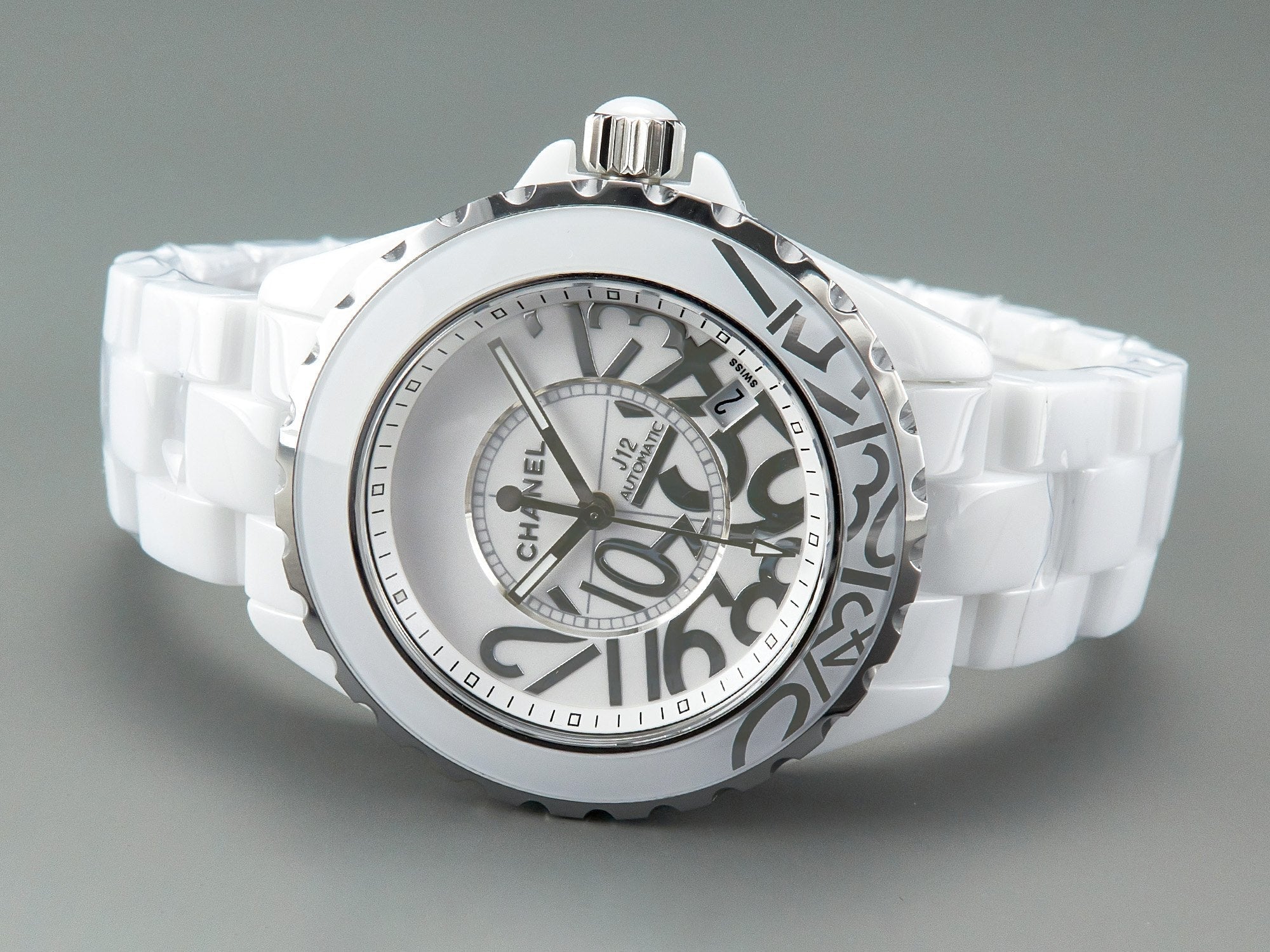 CHANEL J12 Date 38mm Automatic White Ceramic Stainless Graffiti Limited