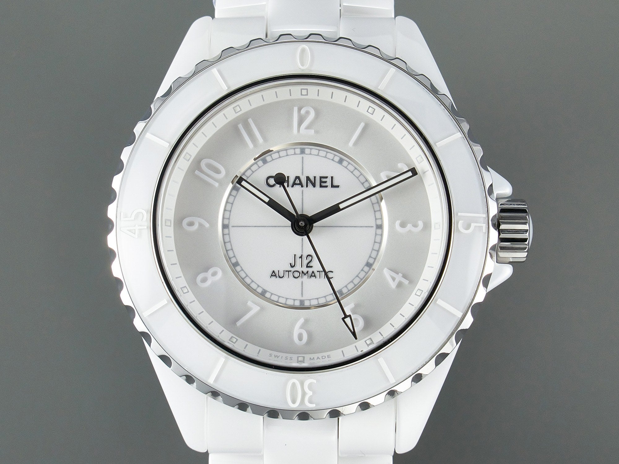 CHANEL J12 Automatic White Ceramic White Numerals Black White Hands White Dial