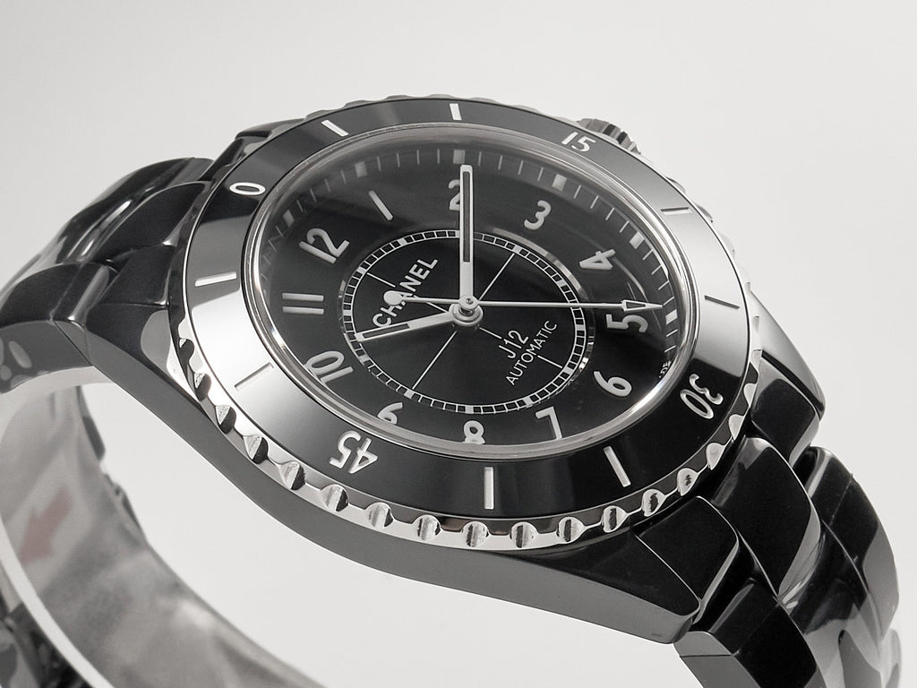 CHANEL J12 Date Automatic Black Ceramic White Numerals Black Dial Black Steel Hands
