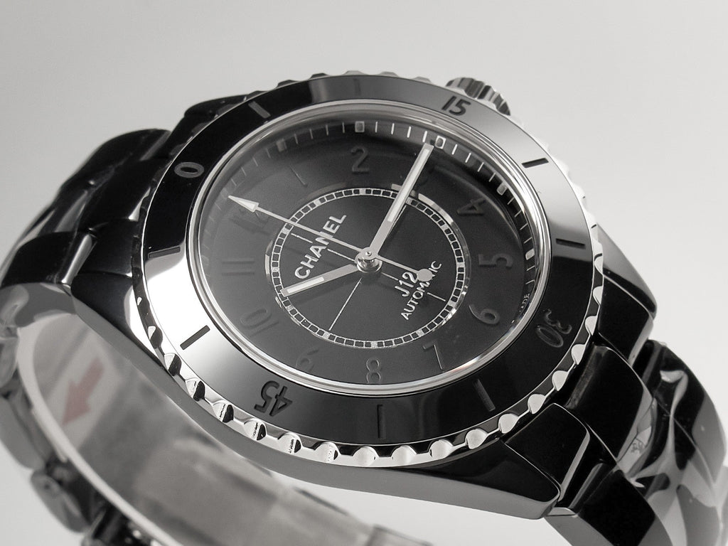 CHANEL J12 Automatic Black Ceramic Black Numerals Black Dial White Steel Hands