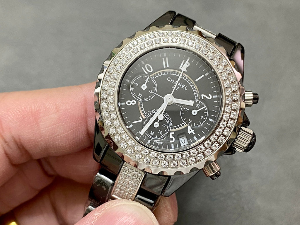 CHANEL J12 34MM CHRONOGRAPH BLACK CERAMIC
