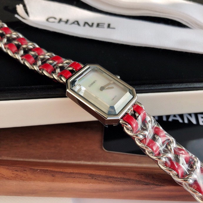CHANEL PREMIERE ROCK SILVER CASE RED LEATHER