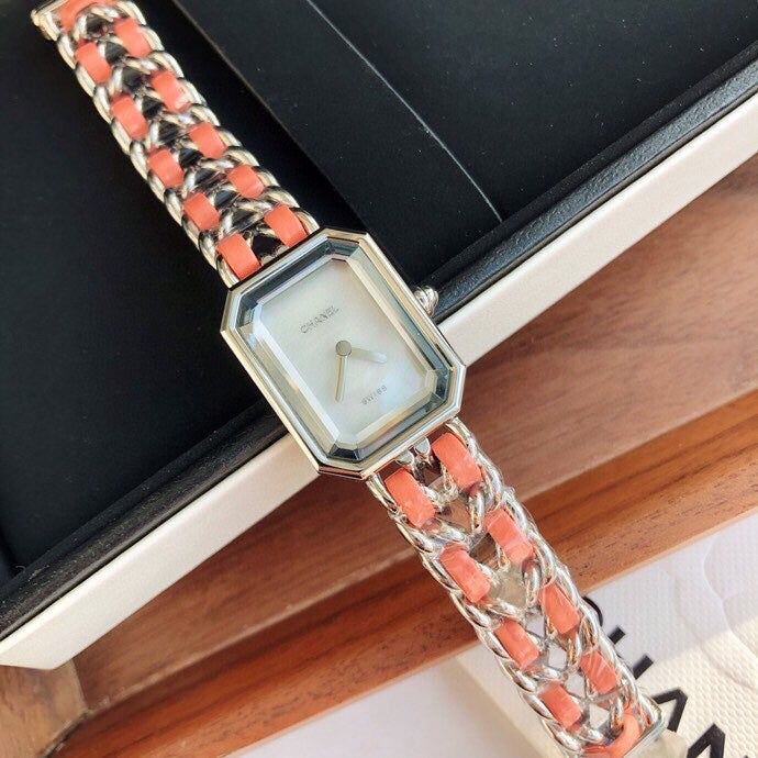 CHANEL PREMIERE ROCK SILVER CASE PINK LEATHER